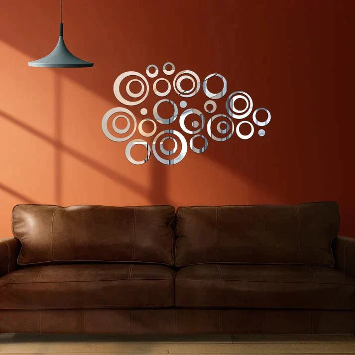 3D Ring 42 Silver Acrylic mirror for wall decor Trendy zone